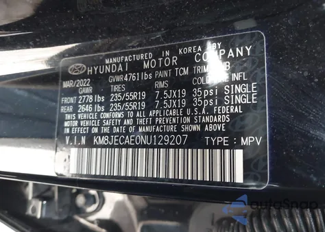 2022 Hyundai Tucson Limited z USA, uszkodzony, nr VIN KM8JECAE0NU129207